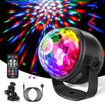 Gritin Disco Lights, 360° Rotation Sound Activated Disco Ball Party Lights with Remote Control - 3W RGB Dynamic Light Effect, 4M/13ft USB Cable for Kids Birthday, Friend Gathering, Xmas