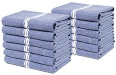 Lane Linen Kitchen Towels Set - 100% Pure Cotton Dish Towels for Kitchen, Super Absorbent Kitchen Hand Towel, Blue Tea Towels, Soft & Durable Dish Cloths, Pack of 12 – 15”x25”, Blue Chambray