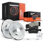 A-Premium 11.92 inch (302.8mm) Front Drilled and Slotted Disc Brake Rotors + Ceramic Pads Kit Compatible with Select Ford, Mazda and Mercury Models - Escape 2005-2010/2012, Mariner 2005-2010, Tribute