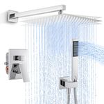 KES Shower System with 12 Inch Square Rain Shower Head and Handheld Bathroom Mixer Shower Combo Set Including Rough-in Valve and Trim Kit Polished Chrome, XB6230S12-CH