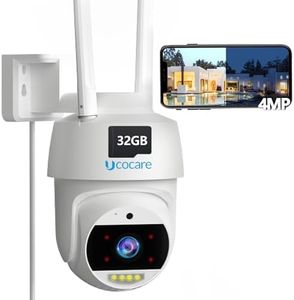 2K 4MP Home Security Camera Outdoor with Free 32G SD Card, UCOCARE PTZ WiFi Surveillance Camera with 360° Auto Tracking & 24h Recording, Smart Human Detection, 35m Color Night Vision, 2-Way Talk, IP67