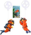 2-Pack Fish Tank Decorations, Cute Little Diver, Aquarium Decoration Accessories Ornaments with Float Ball, Fish Playmate for Fish Tank Suitable for All Kinds of Fish and Fish Tanks. (Orange)