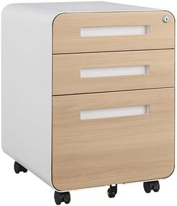 Filing Cabinets for Home Office, 3 Drawer Mobile File Cabinet with Lock,Under Office Desk Metal Filing Cabinet, for A4/Letter/Legal Size, 5 Wheel Anti-Tilting,Fully Assembled Except Casters White-NAT