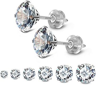 JADENOVA 925 Sterling Silver Cubic Zirconia Stud Earrings for Women Men, 3mm-8mm (6 Pairs/Set, Assorted Sizes)