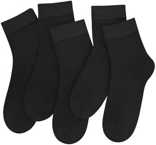 SERISIMPLE Women Thin Bamboo Socks Crew Lightweight Above Ankle Casual Dress Sock For Ladies Bootie Trouser 5 Pairs (Black, Medium)