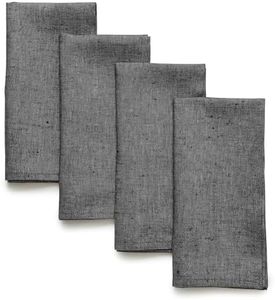 Solino Home Charcoal Grey Linen Napkins – 100% Pure Linen Winter Dinner Napkins 20 x 20 Inch – Athena, Machine Washable Fabric Napkins Set of 4 – Handcrafted from European Flax