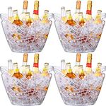 4 Pack 8L Ice Buckets Large Ice Beer Bucket Clear Acrylic Drink Cooler Plastic Ice Beverage Tub Champagne Bottles Ice Bucket Wine Chiller Bin Drink Buckets for Party Barbecue Picnic Home Bar