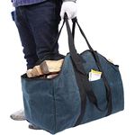 Bieye LH01 Extra Large Firewood Carrier Waxed Canvas Fireplace Log Holder Tote Bag with Hand and Shoulder Strap, Padded Handles, Side Pocket for Outdoor Carrying and Storage (Deep Green)