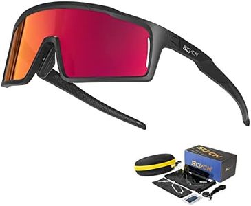 SCVCN Polarised Cycling Glasses Sunglasses with 3 Interchangeable Lenses for Men Women Running Volleyball Tennis Driving Fishing Softball Mountaineering Golf Hiking HD 01 Red Black