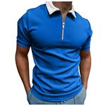 Men's Summer Casual Short Sleeve Zipper Polo Shirts Slim Fit Henley T-Shirt Fashion Printed Turn-Down Collar Tops Blouse