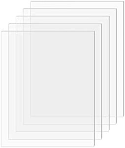 SimbaLux Acrylic Sheet Clear Cast Plexiglass 8” x 10” 0.08” Thick (2mm) Pack of 5 Transparent Plastic Plexi Glass Board with Protective Paper for Photo Frame Replacement, DIY Display Projects, Craft
