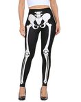 HDE Trendy Design Workout Leggings - Fun Fashion Graphic Printed Cute Patterns, Skeleton Bones, Medium