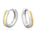 KRKCLIFE Hoop Earrings Women, 925 Sterling Silver, White Gold Plated Hypoallergenic Silver Hoops Huggie Earrings, Iced Out Stylish Look for Girls [Two-Tone]