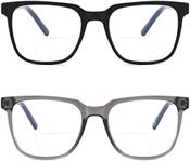 Kafirlo Bifocal Reading Glasses Men Women Blue Light Blocking Computer Reader Clear Top No Line Wide Large Frame Progressive Rectangle Eyeglasses Cheaters Lightweight Eyewear +1.25