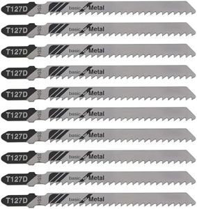YINETTECH 10PCS T127D Jig Saw Blades HSS Jigsaw Blades T Shank Jig Saw Blade for Metal Wood Plastic Cutting Compatible with Bosch Compatible with Dewalt