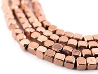 TheBeadChest Copper Rounded Cube Beads 3mm, Full Strand of Quality Metal Spacers for DIY Jewelry Design