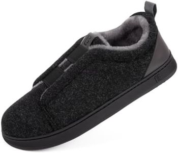 LongBay Men's Slippers Warm House Shoes Winter Indoor Outdoor Black US11-12