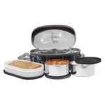 MILTON Executive Lunch Insulated Tiffin, 2 Round Containers, 280 ml Each, 1 Oval Container, 450 ml, Black