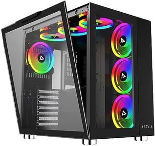 Apevia Prism-Elite-BK Prism Elite Mid Tower ATX Gaming PC Cube Case w/ 7X 120mm PWM ARGB Fans, 366 RGB Modes, Dual Tempered Glass Panels, 360mm Radiator Support, 2X USB3.0, 2X USB 2.0, Black