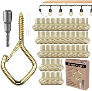 Emiluil 102 PCS Metal Gold Eye Screw Hooks for Hanging Heavy Duty.Windproof Ceiling Hooks for Hanging Plants,Cup,Wind Chime,Bird Feeders,Christmas String Lights at Indoor&Outdoor 2.2 Inch