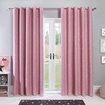 Dreamscene Star Blackout Curtains for Bedroom Nursery Pair of Eyelet Thermal Panels Kids Girls - Blush Pink - 46" x 54"