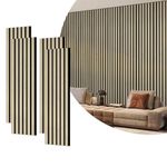 POWKOL 4 Pack Acoustic Wood Wall Veneer Slat Panels, 47.2” x 12.2” Soundproof Paneling, Interior Sound Absorption Decor Wooden Panels, Luxury Real Wood Panel (Washed Oak)