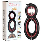 Otstar 6 in 1 Multi Opener, All in One Bottle Opener, Can, Soda, and Jar Openers, Twist Off Lid – Open Sesame Can Opener for Seniors and Arthritic Hands (Black and Red)