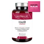 Hair Vitamins - Anti-Hair Loss + Hair Growth + Nails Vitamins - [Award 2022] - Biotin + Zinc + Selenium - Hair Skin and Nail Vitamins with L-Cysteine - Hair Supplement - 90 Vegan Capsules - Nutralie