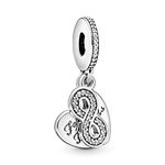 Pandora Moments Women's Sterling Silver Forever Friends Heart Cubic Zirconia Dangle Charm for Bracelet, No Box