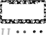 Dog Paw Print License Plate Frame 1 Pcs Personalized Dog Paw Design License Plate for Car Decorative Parts Rustproof License Plate Cover Pet Lovers Black White Dog Print License Plate Frames