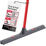 Tyroler Push & Pull Floor Squeegee Heavy Duty | 100% Silicone Squeegee Broom 44CM Head | Aluminum Anti-Rust 4-Piece Handle | Multi-Surface, Hardwood, Marble, Tile, Garage, Indoor/Outdoor Floor Wiper