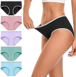 wirarpa Women's Cotton Underwear Low Rise Briefs Ladies Hipster Panties 5 Pack Multicolor X-Small