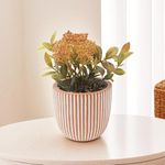 The Better Home Artificial Plants for Home Decor with Pot Aesthetic Room Decor Items for Living Room, Bedroom | Fake Plants for Office, Reception, Tabletop, Shelves (Peach Dahlia)