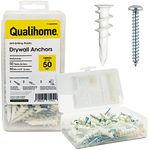 Plastic Self Drilling Drywall Anchors with Screws Kit, 100 Pieces All Together, Anchors