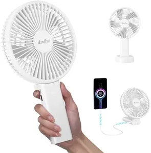 HandFan 6 Inch Handheld Fan 4000mAh Battery Operated Fan 6 Settings Personal Desktop Fan with 5-34H Working Time Removable Base Strong Airflow