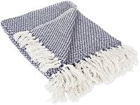 DII 100% Cotton Basket Weave Throw for Indoor/Outdoor Use Camping Bbq's Beaches Everyday Blanket, 50 x 60, Woven Stripe