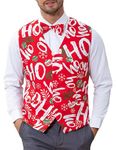 Fashonal 2-Piece Halloween Suit Vest for Men Christmas Vest, Party Waistcoat Vest & Bow Tie, S-3XL, Hohoho, XX-L