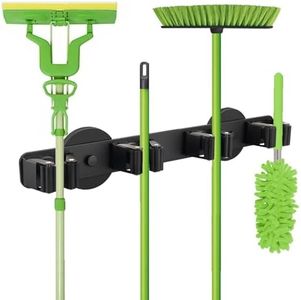 SKNOOY Strong Magnetic Mop Broom Holder, Heavy Duty Hanger for Refrigerators, Wall Mount Storage Rack for Cleaning Tools, Home Kitchen Workshop Laundry Garage