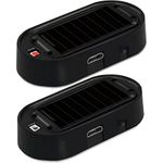 2pcs Car Solar Power Simulated Dummy Alarm Universal Anti-Theft USB Charger Led Flashing Warning Light Alarm Lamp