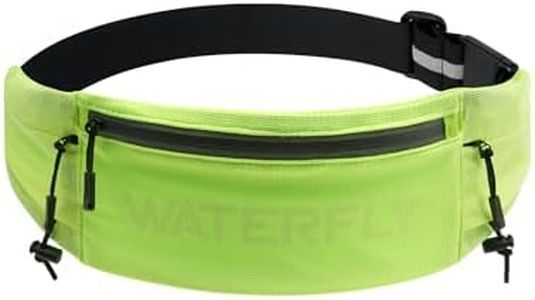 WATERFLY Running Belt Fanny Pack: Breathable 3 Pocket Waist Bag for Men Women Workout Exercise Fitness Phone Holder Fits All Phones - Runner Marathon Jogging Race Belt with Bib Clip Yellow