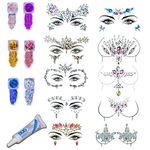 Face Gems 10 SETS Mermaid Face Jewels Festival Face Gems Rhinestones Rave Eyes Body Bindi Temporary Stickers Crystal Face Stickers Decorations Fit for Festival Party