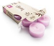 Pure Lilac Tealight Candles - Highly Scented with Natural Oils - 6 Purple Hand Poured Tea Lights - Clear Container for Beautiful Candlelight - Flower & Floral Collection