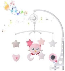 Baby Musical Crib Mobile, Nursery Mobile with Hanging Rotating Plush Toys, Infant Bed Decoration for Newborn Boys Girls, Owl