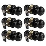 Probrico Interior Matte Black Door Knobs with Lock, Keyless Privacy Door Lock Knob for Bedroom Bathroom Doors, 6 Pack, Adjustable Latch, Universal Handle