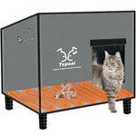 Large Indestructible Heated Cat House for Outside, Extremely Waterproof & Weatherproof Heated Outdoor Cat House for Winter, Fully Insulated Feral Cat Shelter for Outdoor Barn Cats Strays, 20x16x20 in