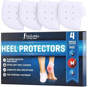 Ballotte Premium Silicone Heel Protectors (Medium - 4 Pack) | Gel Heel Pads/Silicone Socks for Women & Men - Pain Relief for Cracked Heel | Blister Prevention Heel Cups/Cushions for Plantar Fasciitis