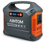 AIMTOM Portable Solar Generator, 42000mAh 155Wh Power Station, Emergency Backup Power Supply W/Flashlights, for Camping, Home, Road Trip, RV, Travel, Outdoor (110V/ 100W AC, 3X 12V DC, 3X USB Output)