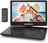 WONNIE 16.5" Portable DVD Player with 14.1" Large HD Swivel Screen, High Clear Volume Speaker, 6 Hours Rechargeable Battery, Support USB/SD Card/Sync TV, Last Memory and Multiple Disc Formats