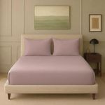 Trance Home Linen 300 TC Bamboo Fitted King Size Bedsheet | Soft, Breathable & Eco-Friendly Bedsheet with 2 Pillow Solid Cover - (78 x 72 inch, Cameo Rose)