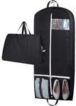 MISSLO 54" Suit Carriers for Men Women Travel Suit Bag Hanging Long Dress Garment Covers for Clothes Storage with 2 Pockets, Black